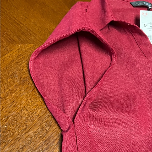 Zara Burgundy Button-Up Shirt - Picture 5 of 10